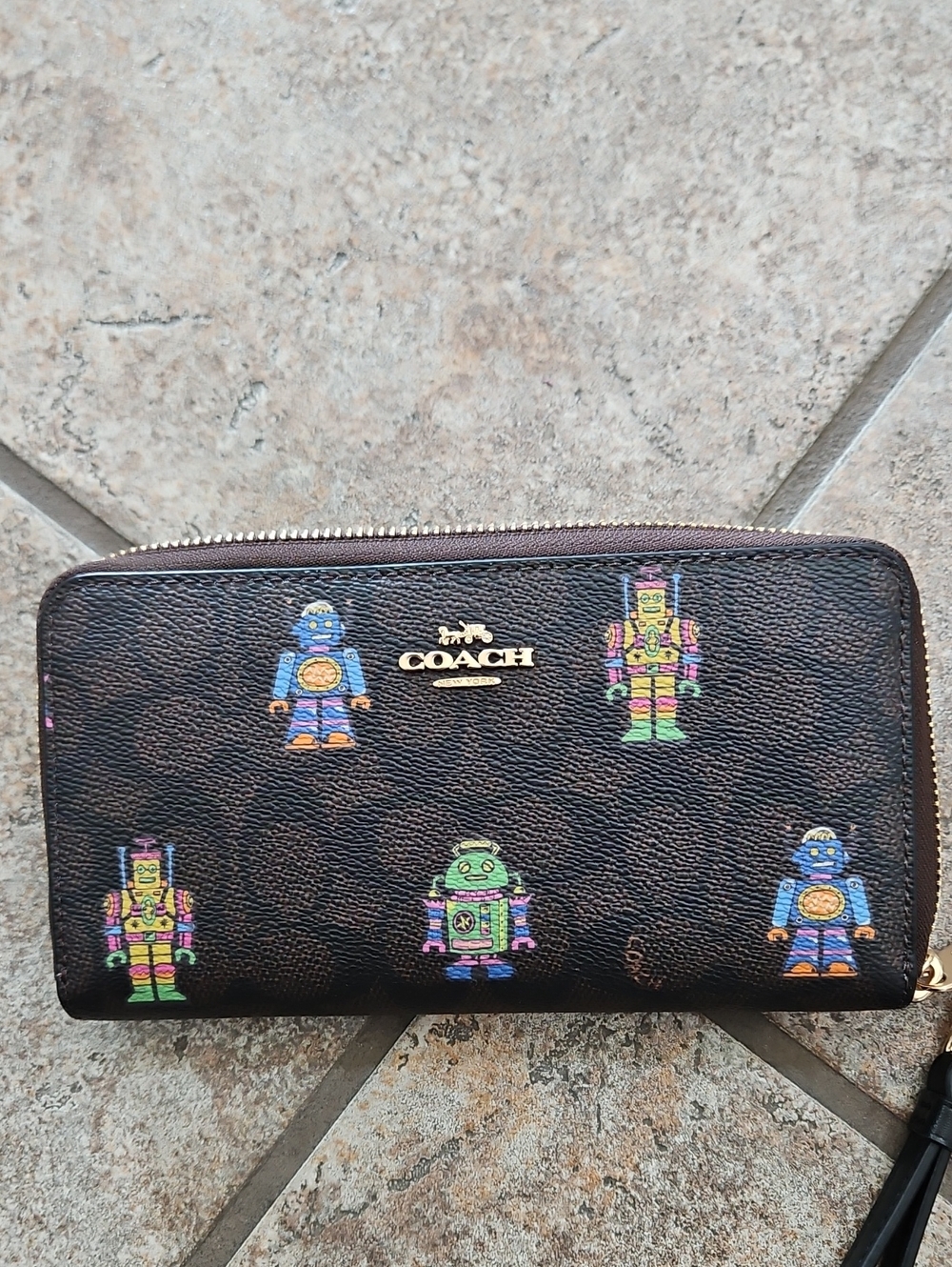 Cosmic Coach Zip Around Wallet With Gold Hardwear NWT